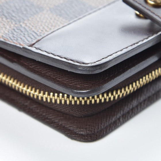 Damier Ebene Zippe Zipped Compact Wallet