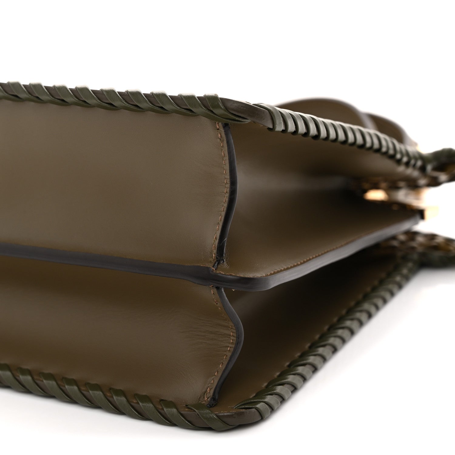 Fendi Vitello King Ceylon Shiny Nappa Woven Medium Peekaboo I SEE U Satchel Avocado Cedro Camaleonte 10 of 11