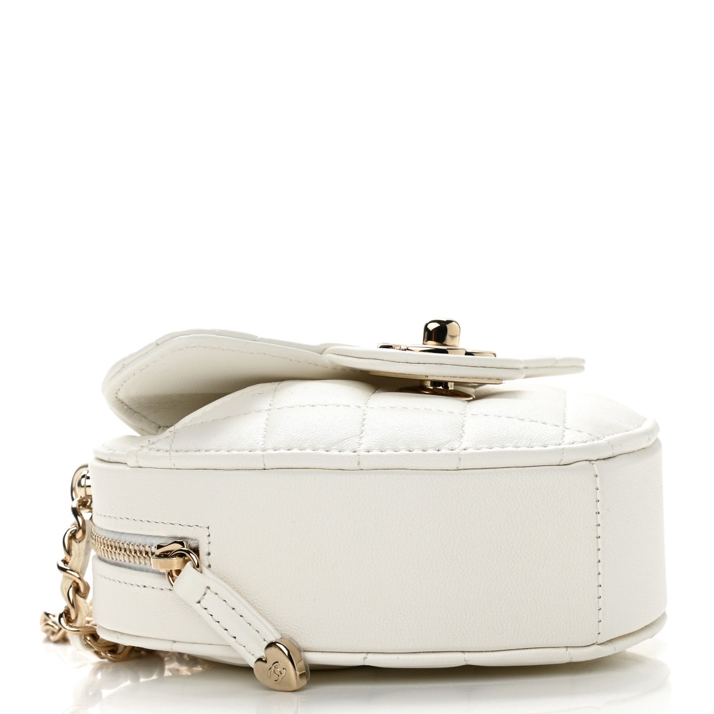 Lambskin Quilted CC In Love Heart Clutch With Chain White