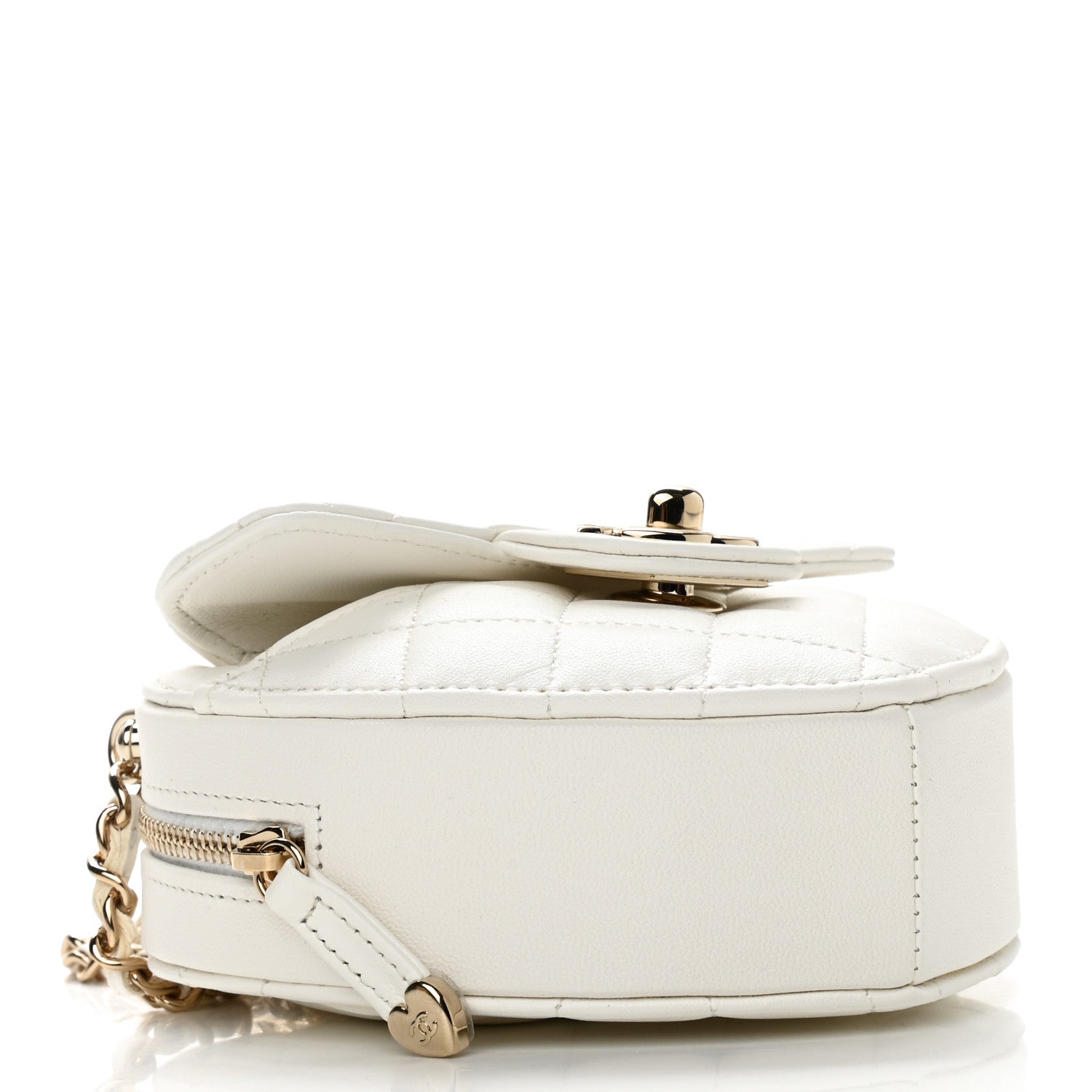 Chanel Lambskin Quilted CC In Love Heart Clutch With Chain White 4 of 11