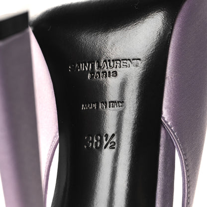 Saint Laurent Crepe Satin Mae Feathered Sandals Slight 38.5 Poly Grey 7 of 9