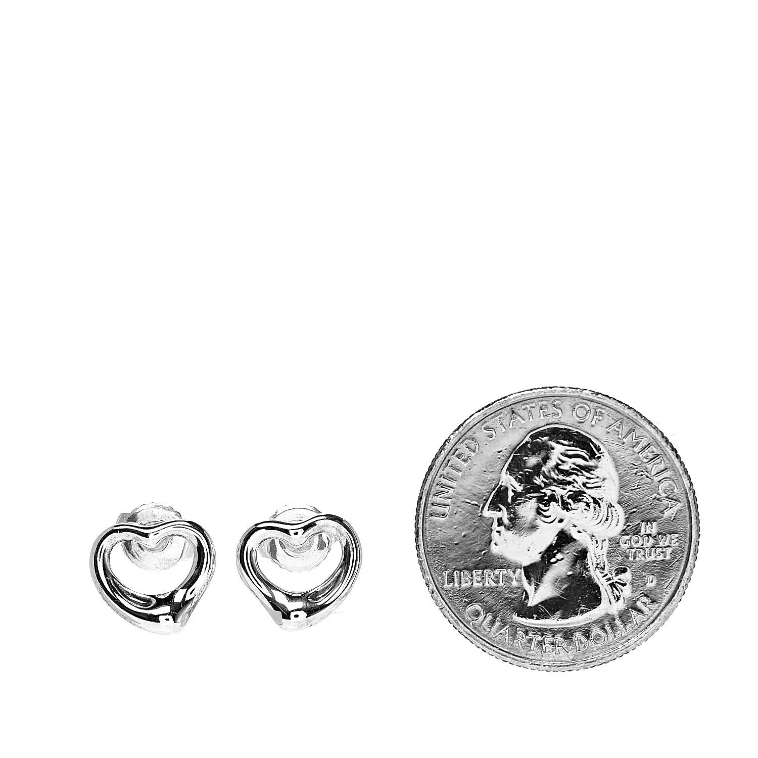 Tiffany Sterling Silver 11mm Elsa Peretti Open Heart Earrings 2 of 4