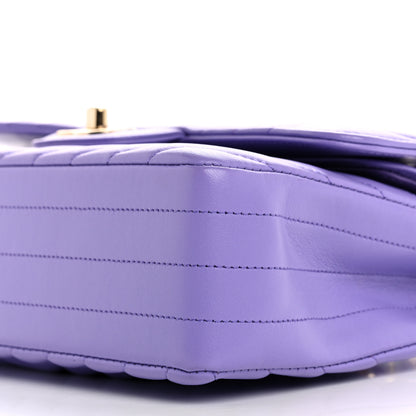 Chanel Lambskin Chevron Quilted Small Double Flap Purple 10 of 13