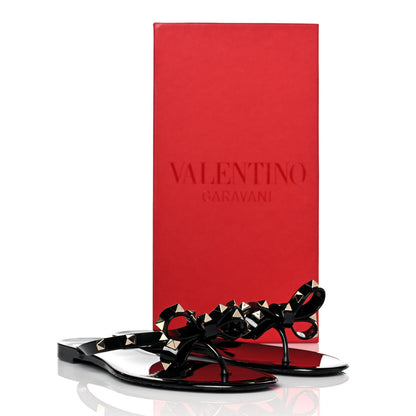 Valentino Garavani PVC Jelly Rockstud Bow Thong Sandals 39 Black 8 of 8