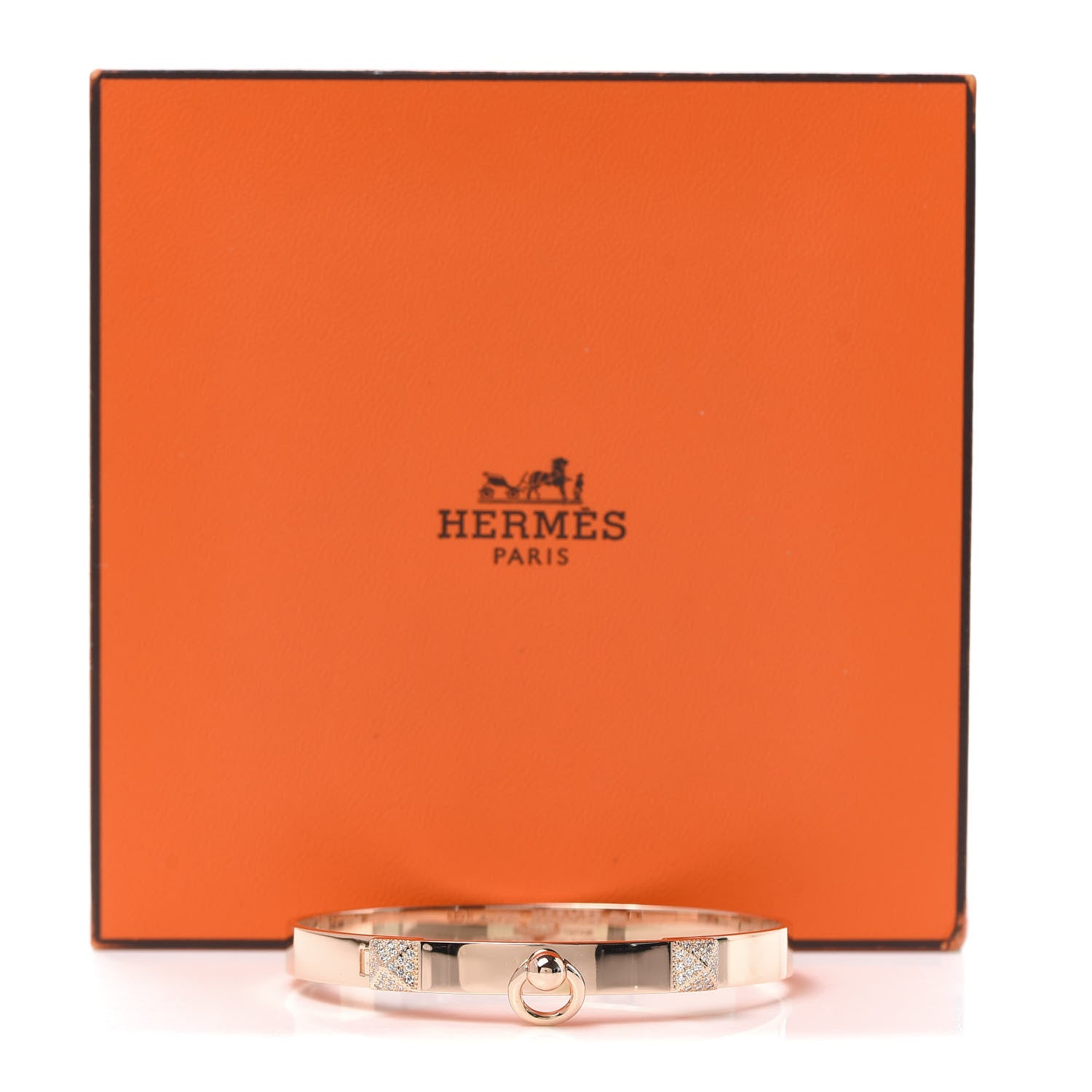 Hermes 18K Rose Gold Diamond PM Collier De Chien Bracelet SH 6 of 6