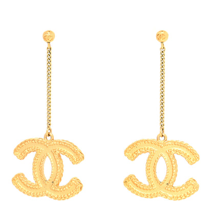 Chanel CC Drop Earrings Matte Gold 1 of 3