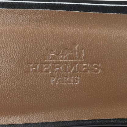 Hermes Box Calfskin Oran Sandals 38 Black 6 of 12
