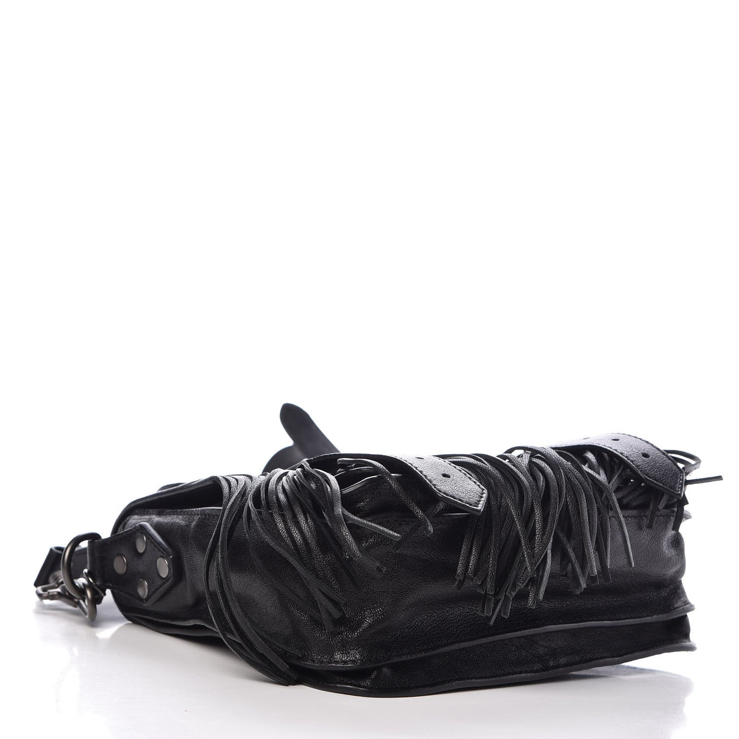 Lambskin Fringe PS1 Crossbody Pouch Black