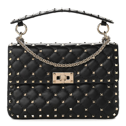 Valentino Garavani Lambskin Medium Rockstud Spike Shoulder Bag Black 1 of 9