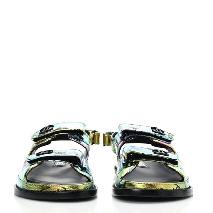 Chanel Laminated Lambskin Printed CC Dad Sandals 38 Multicolor 2 of 8