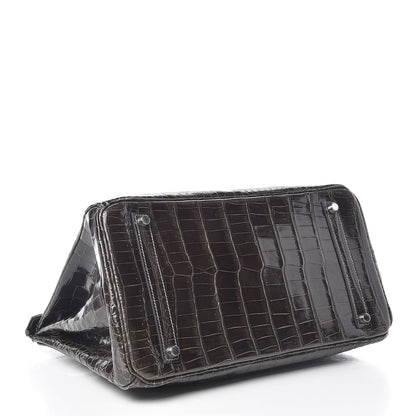 Hermes Shiny Porosus Crocodile Birkin 35 Graphite 4 of 38