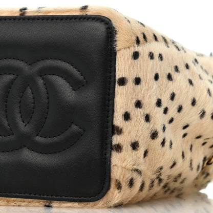 Chanel Pony Hair Cheetah Printed CC Chain Bucket Bag Light Beige Black 10 of 11