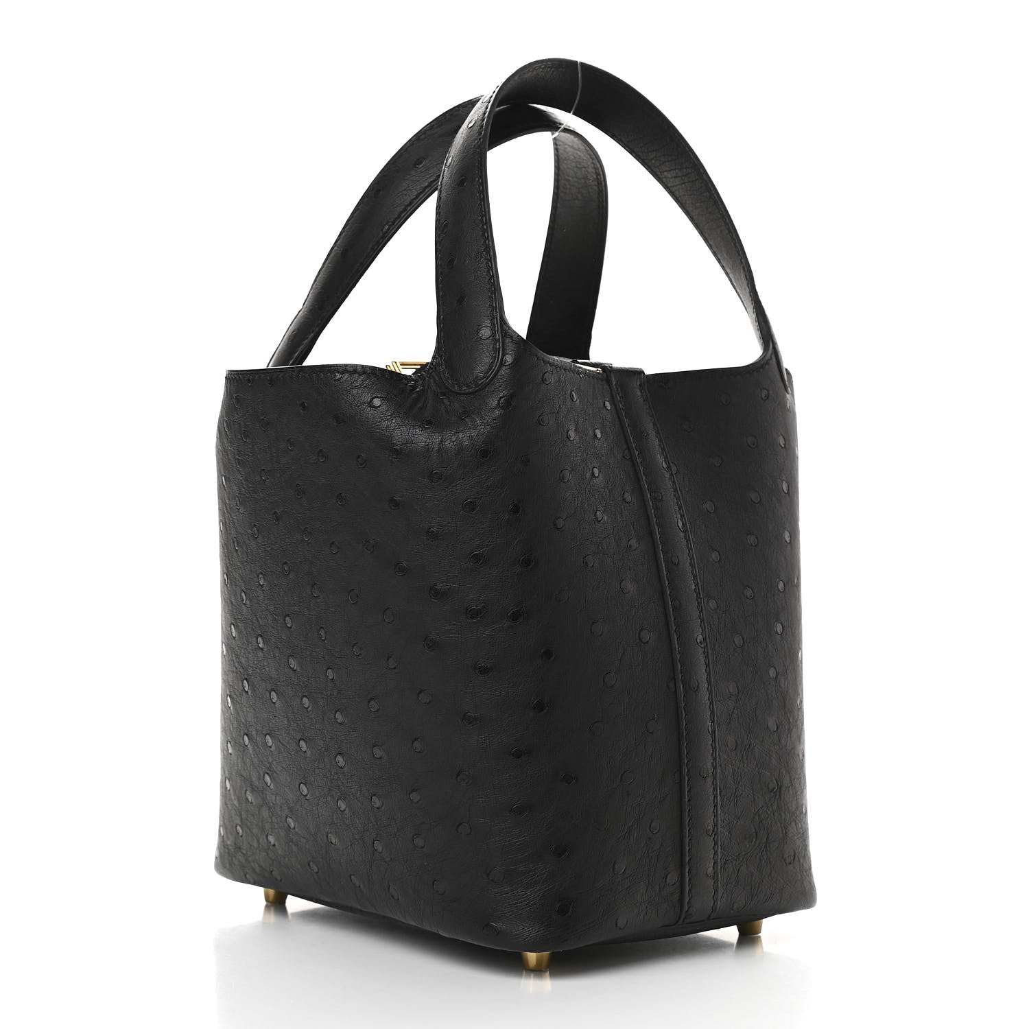 Hermes Ostrich Picotin Lock 18 Black 2 of 8