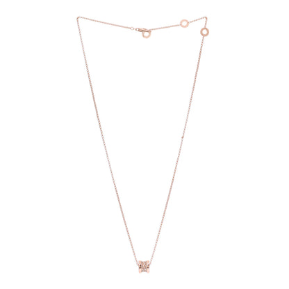 Bulgari 18K Rose Gold Diamond Small B.Zero1 Pave Pendant Necklace 3 of 8