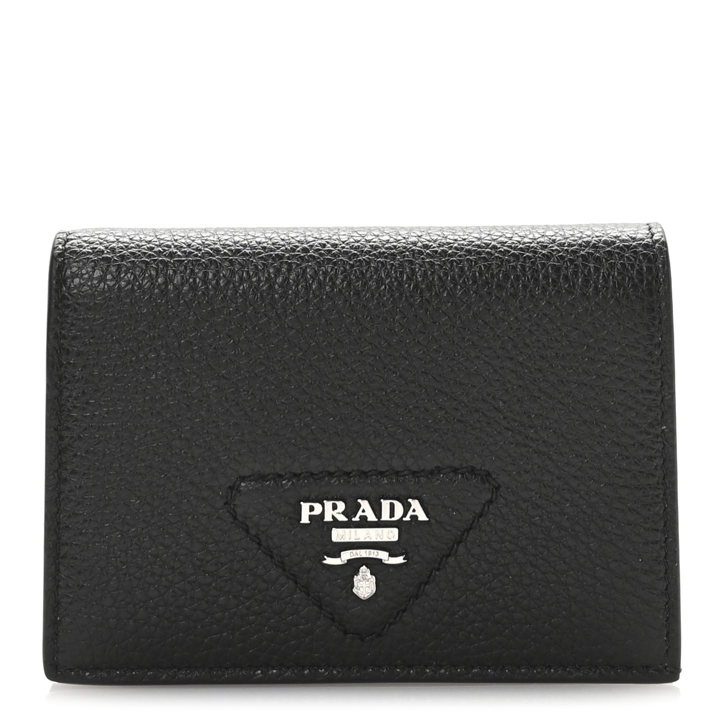 Vitello Daino Triangle Bi-Fold Card Holder Wallet Black