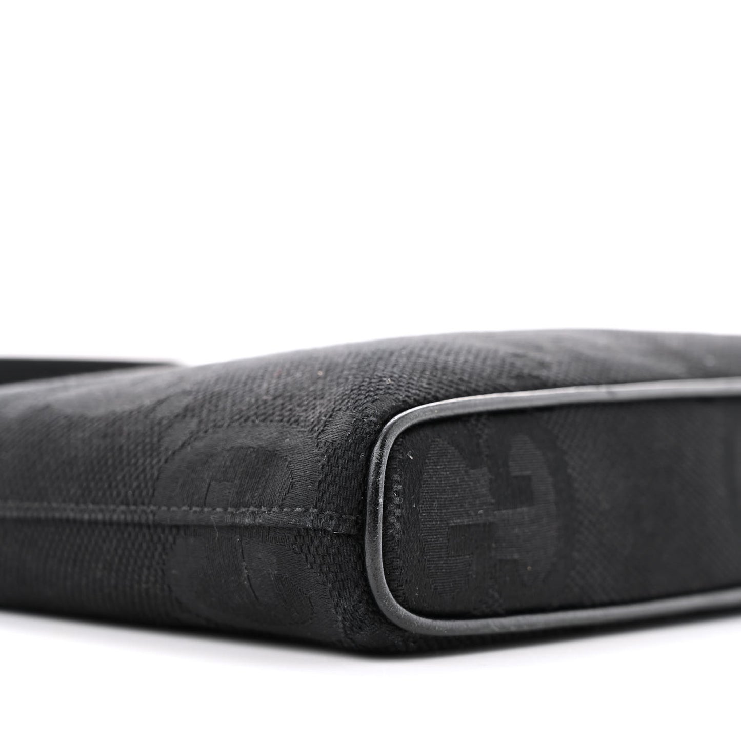 Monogram Jumbo GG Textured Dollar Calfskin Wristlet Messenger Bag Black