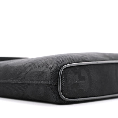 Gucci Monogram Jumbo GG Textured Dollar Calfskin Wristlet Messenger Bag Black 9 of 13