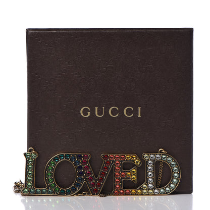 Gucci Metal Crystal Loved Short Necklace Aged Gold 7 of 7