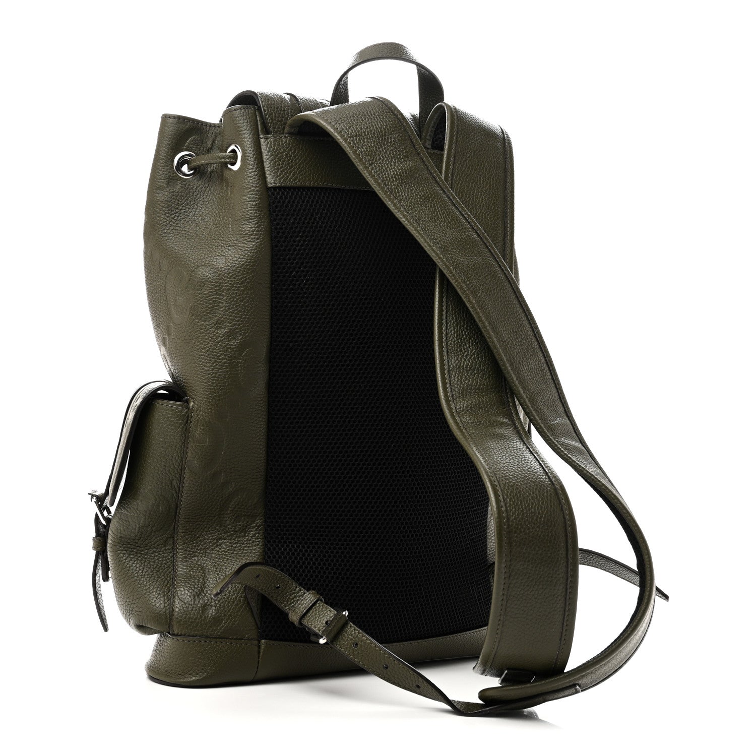 Gucci Piuma Calfskin Jumbo GG Embossed Double Buckle Backpack Dark Vintage Olive 3 of 10