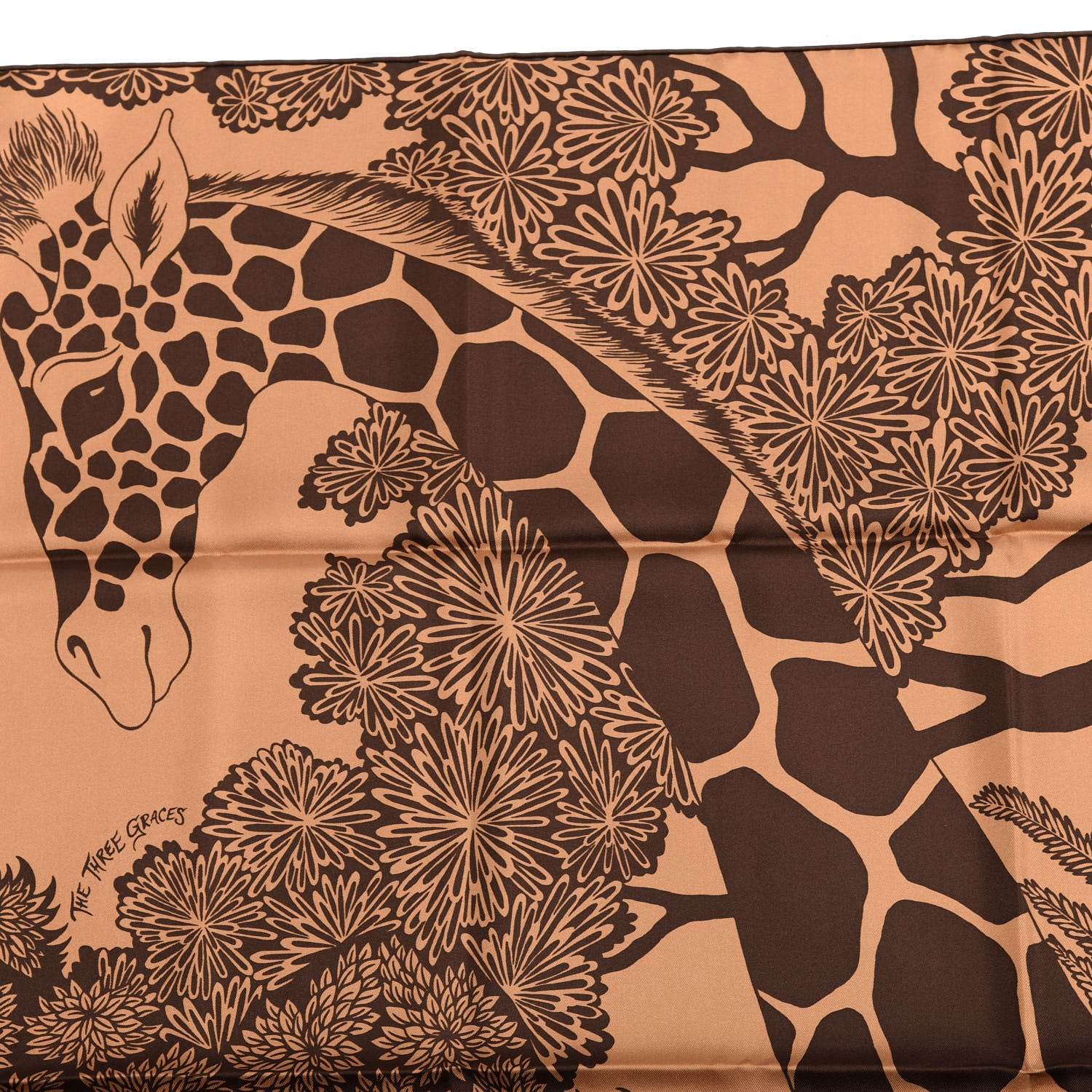Hermes Silk The Three Graces Scarf 90 Tabac Brun 3 of 4