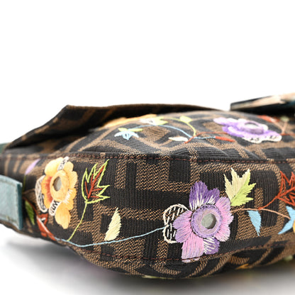 Fendi Zucca Lizard Embroidered Baguette Tobacco Blue Multicolor 8 of 12