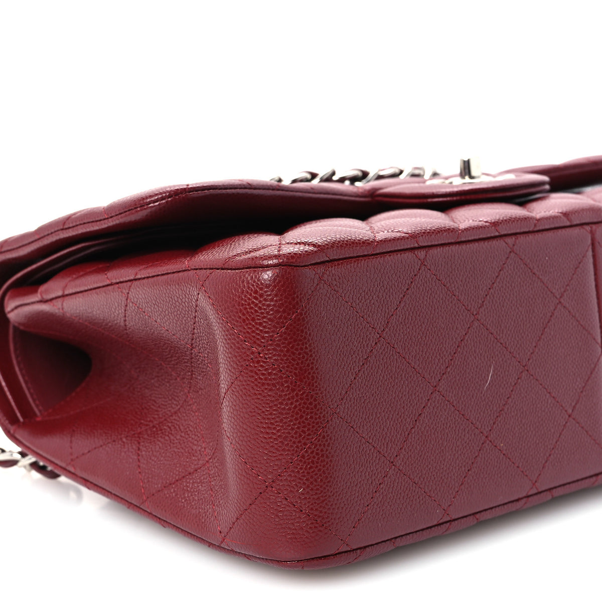 Caviar Quilted Jumbo Double Flap Burgundy