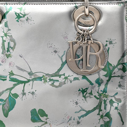 Christian Dior Metallic Patent Floral Printed Medium Lady Dior 8 of 15