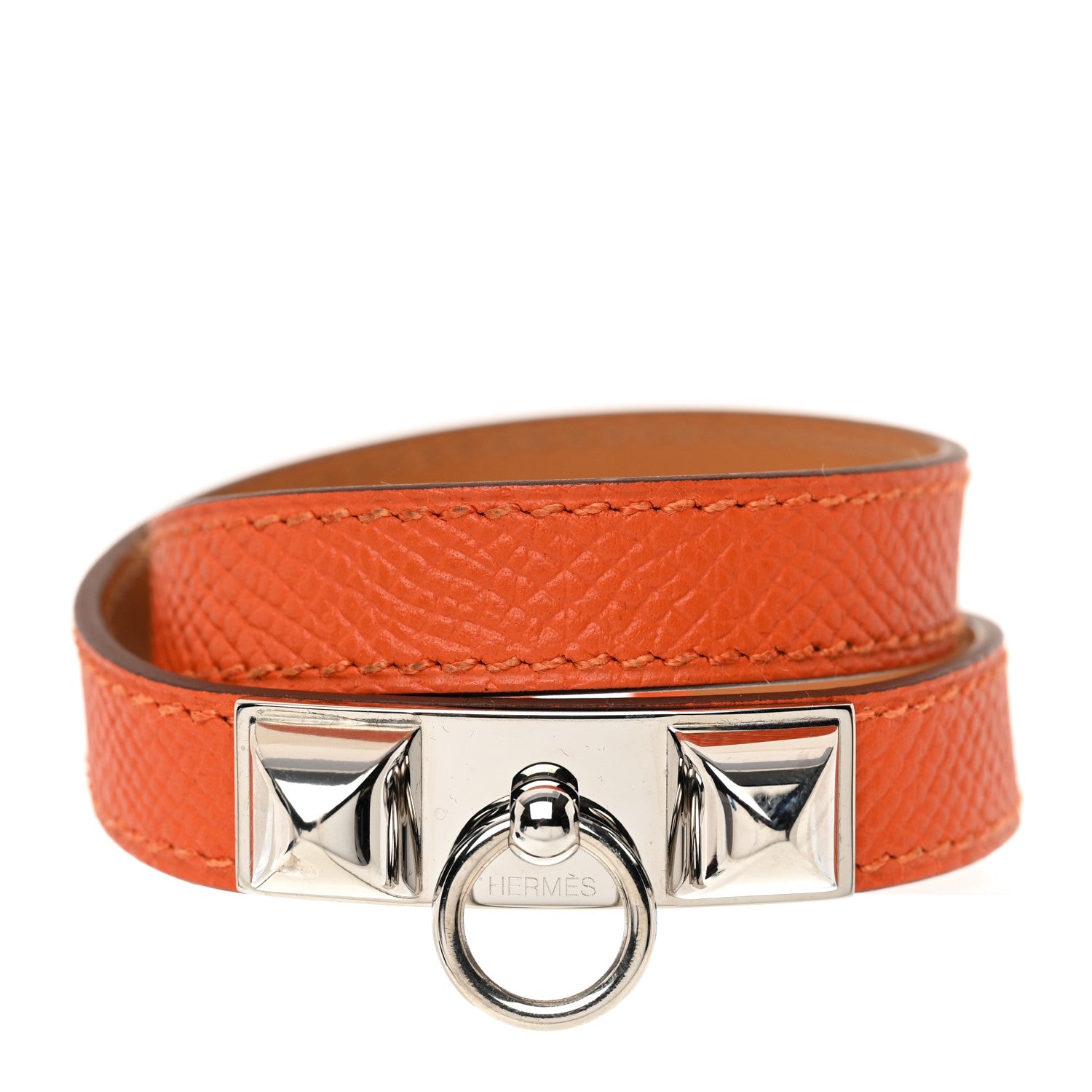 Hermes Epsom Rivale Double Tour Bracelet S Orange 1 of 6