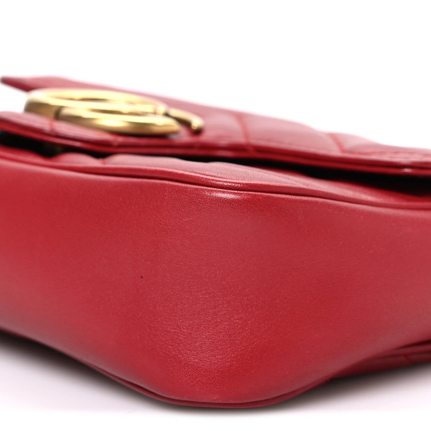 Gucci Calfskin Matelasse Super Mini GG Marmont Shoulder Bag Hibiscus Red 10 of 10