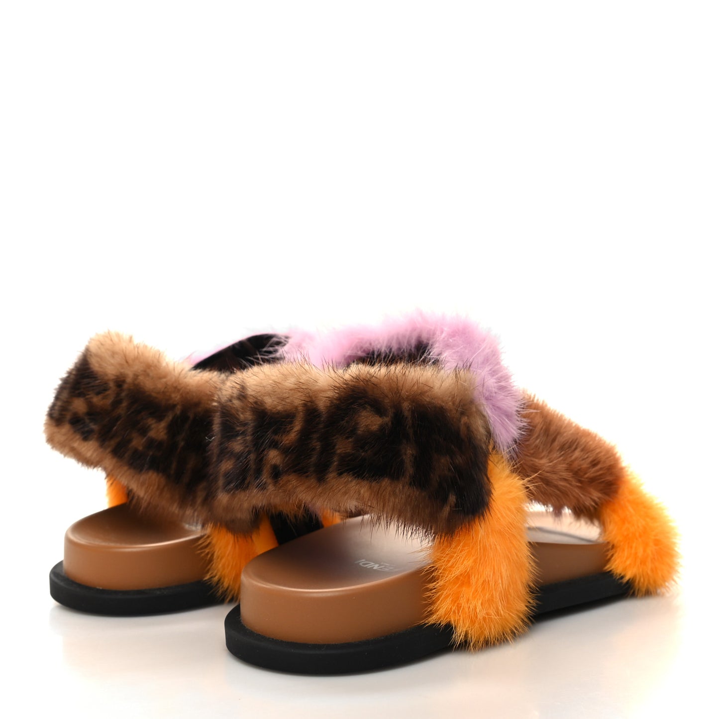 Mink Fur FF Feel Sandals 36 Tobacco Multicolor