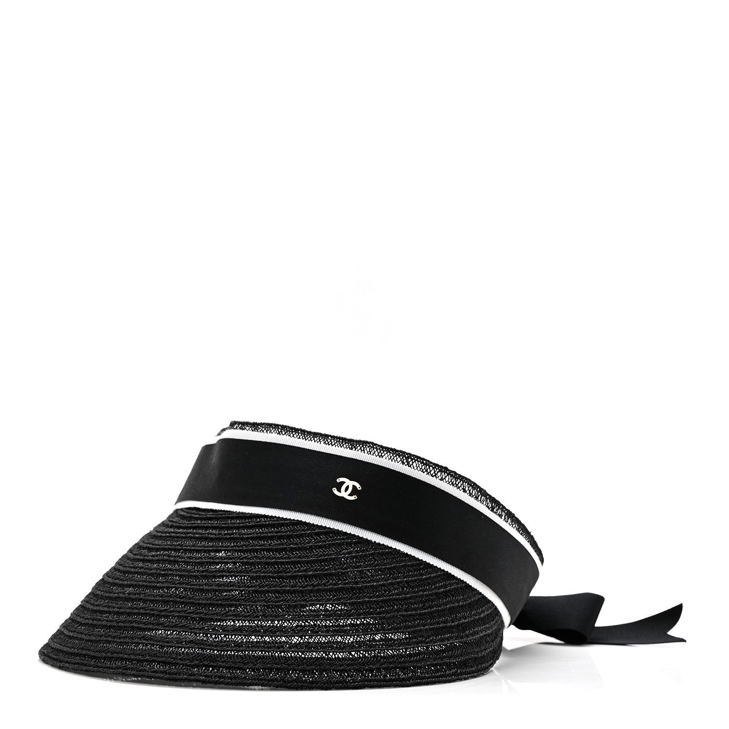 Chanel Abaca Cotton Ribbon Visor M Black 1 of 7