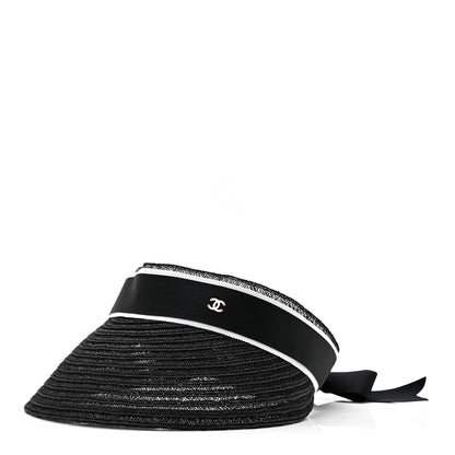 Chanel Abaca Cotton Ribbon Visor M Black 1 of 7