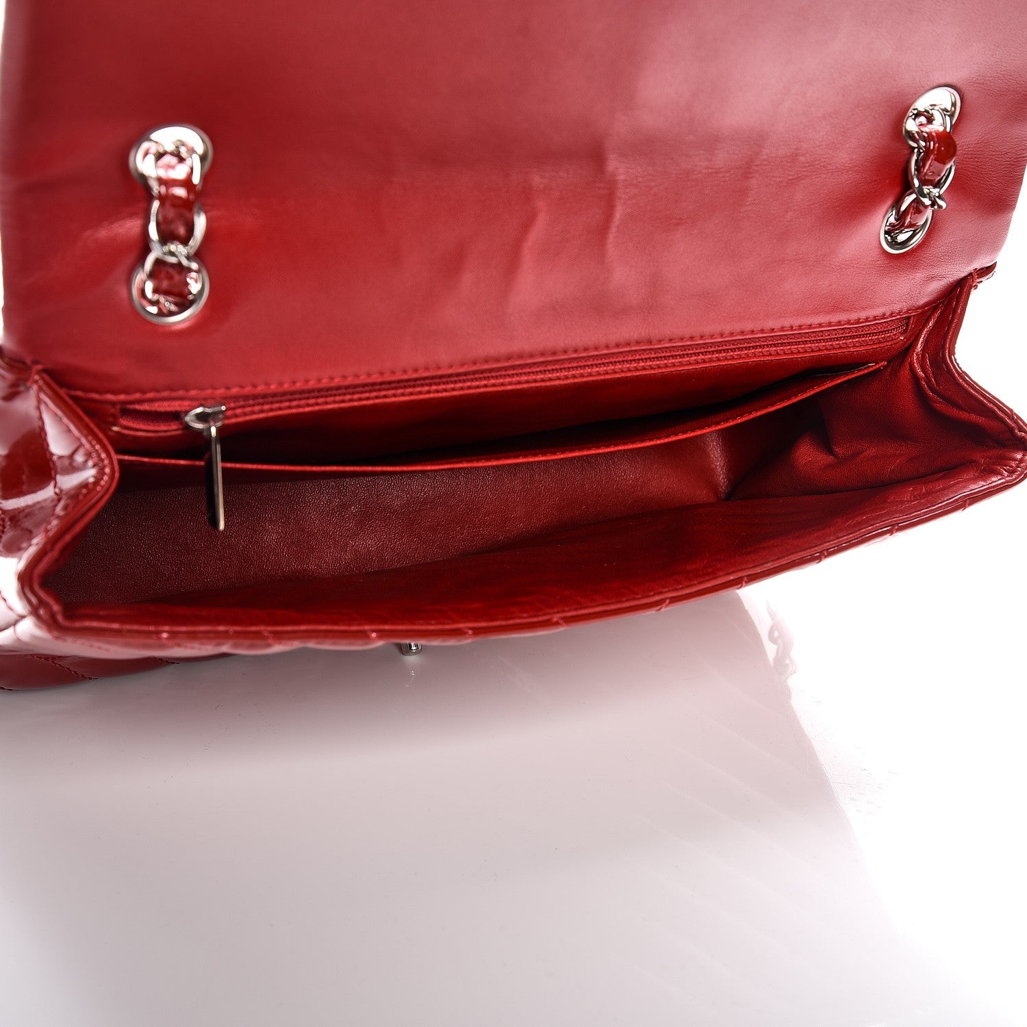 Chanel Patent Chevron Quilted Jumbo Single Flap Red 5 of 7