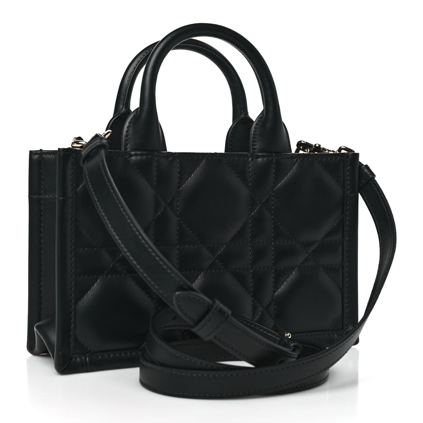 Calfskin Macrocannage Mini Book Tote Black