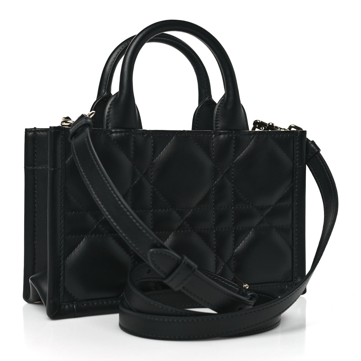 Christian Dior Calfskin Macrocannage Mini Book Tote Black 3 of 11