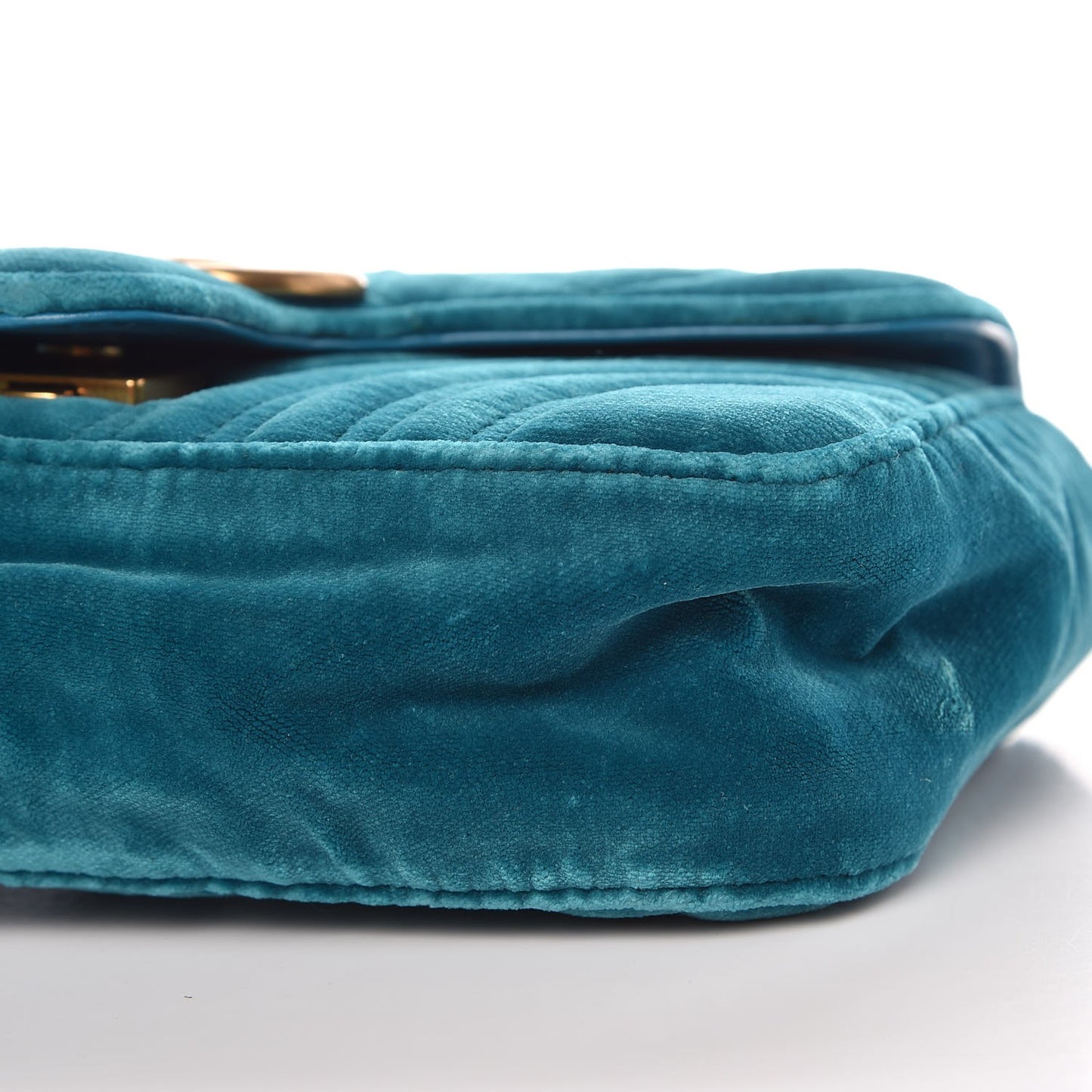 Velvet Matelasse Mini GG Marmont Shoulder Bag Pavone Cyan