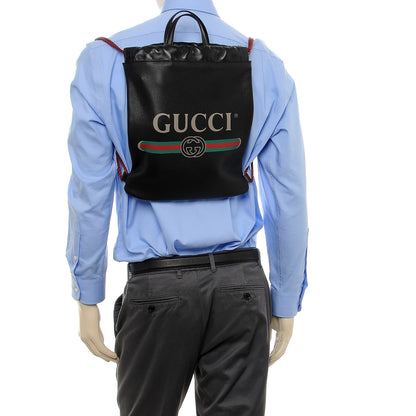 Gucci Calfskin Logo Drawstring Backpack Black 2 of 12
