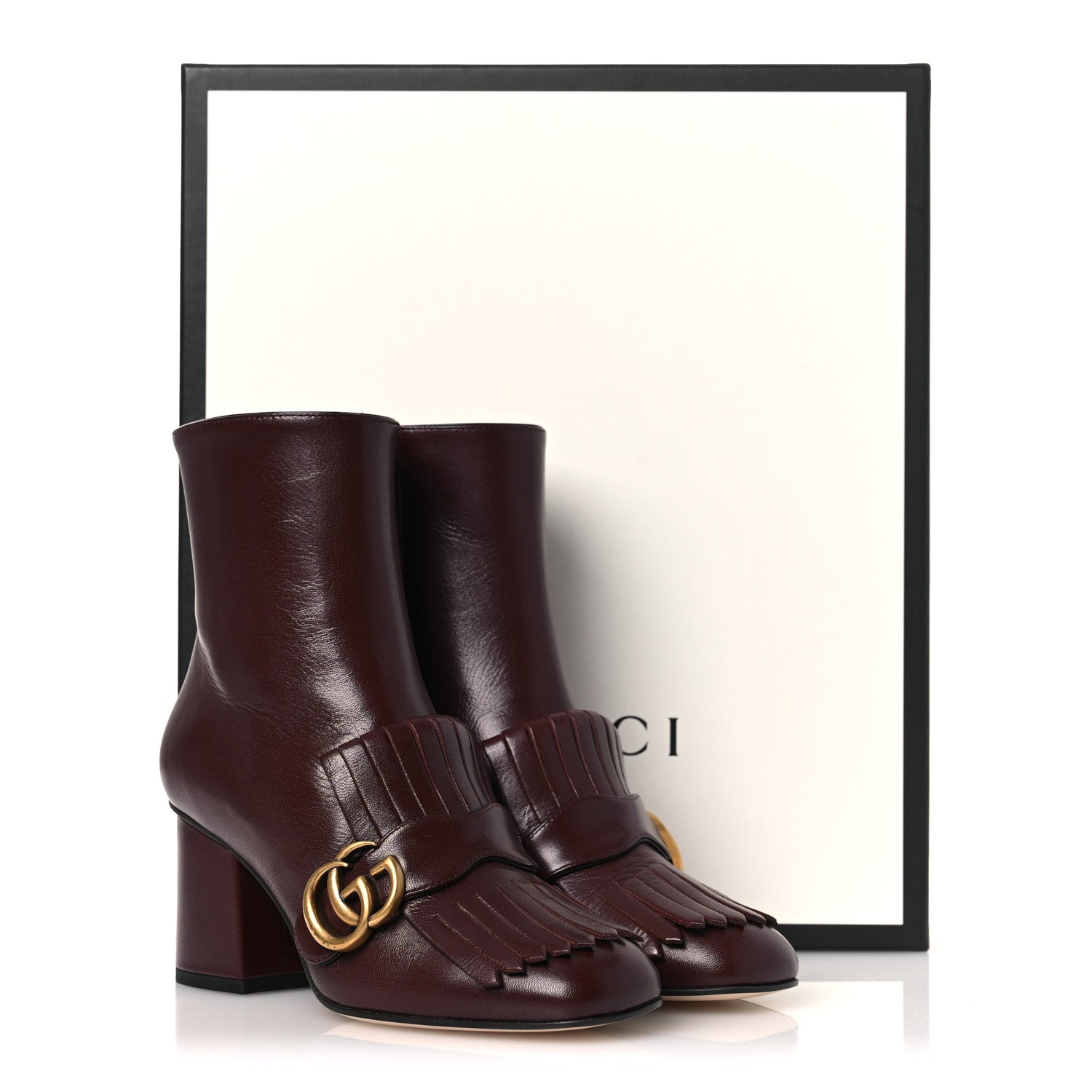 Gucci Malaga Kid GG Marmont Fringe 75mm Ankle Boots 36 Vintage Bordeaux 12 of 12