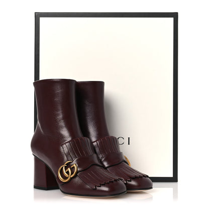 Gucci Malaga Kid GG Marmont Fringe 75mm Ankle Boots 36 Vintage Bordeaux 12 of 12