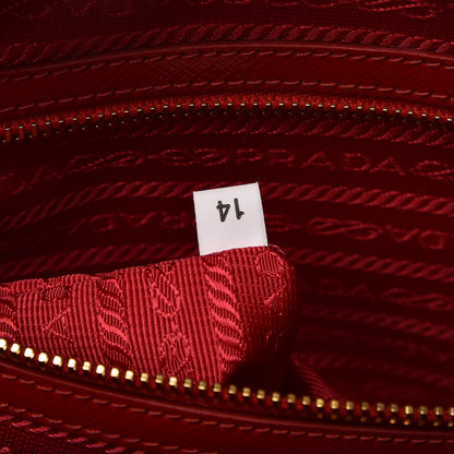 Prada Saffiano Vernice Floral Bauletto Bag Rosso Bianco 8 of 9