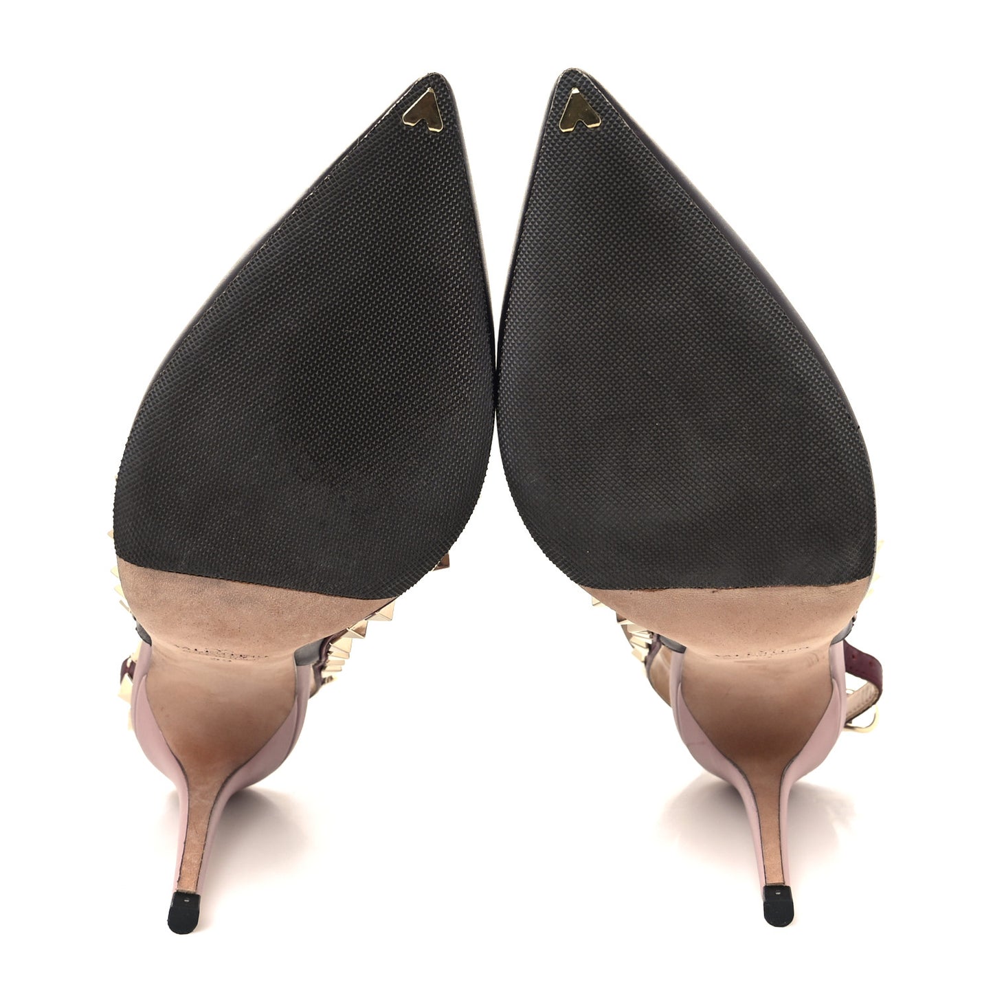 Calfskin Nappa Rockstud Ankle Strap 100mm Pumps 39 Griotte