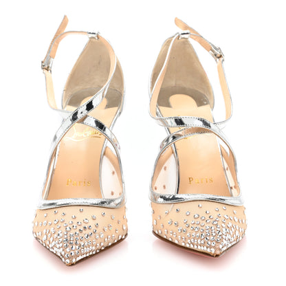 Christian Louboutin Dentelle Jacquard Strass Twistissima 85 Pumps 35.5 Silver 2 of 7