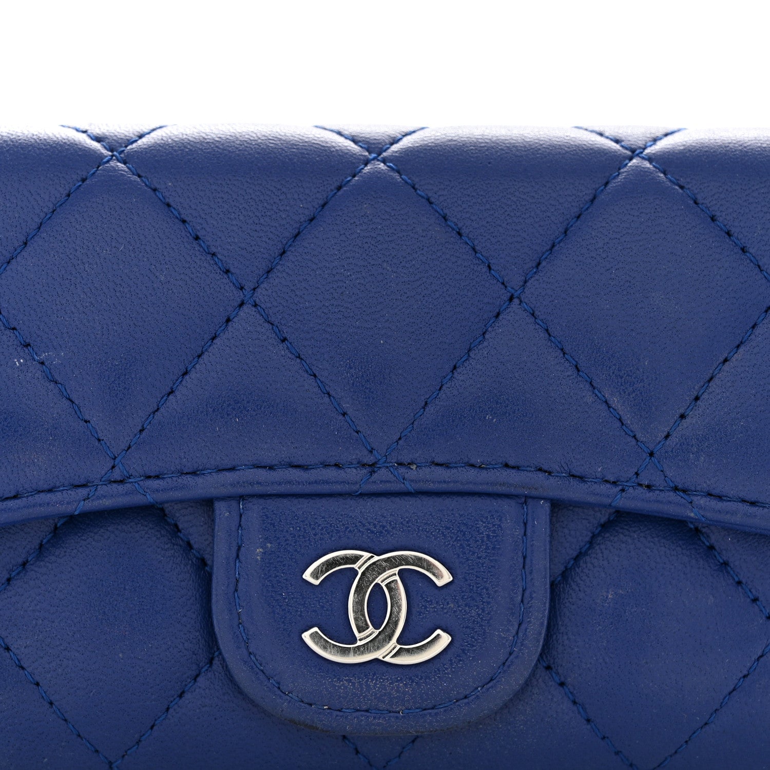 Chanel Lambskin Quilted Flap Card Holder Wallet Blue 8 of 10