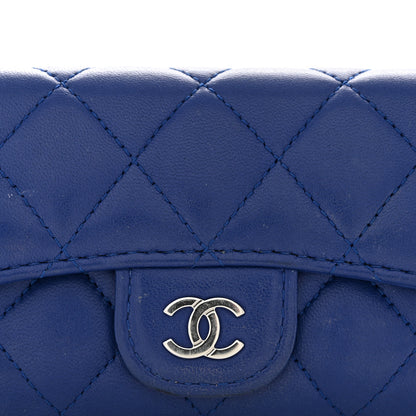 Chanel Lambskin Quilted Flap Card Holder Wallet Blue 8 of 10