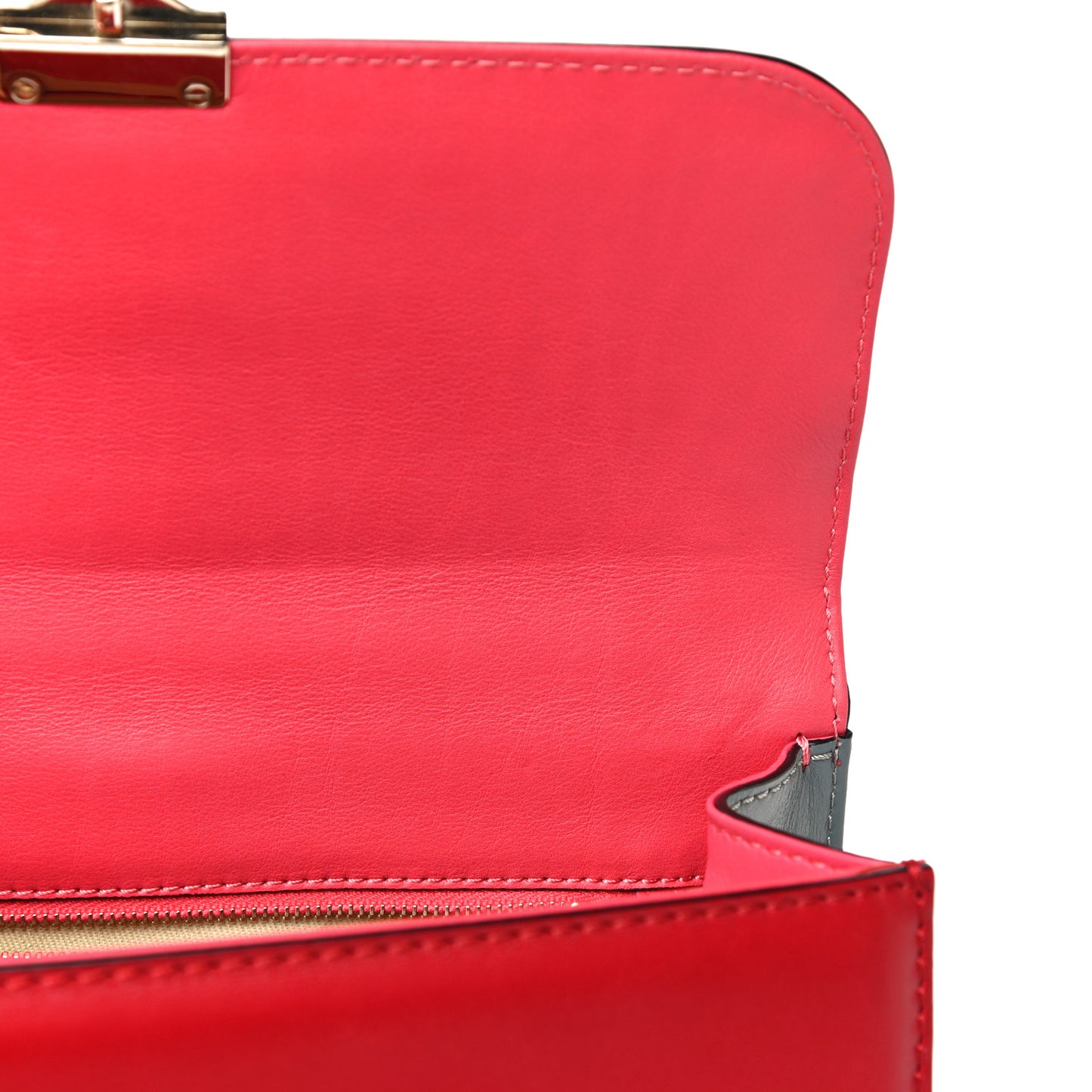Vitello Medium Glam Lock Rockstud Flap Deep Rose Scarlet Grey Green