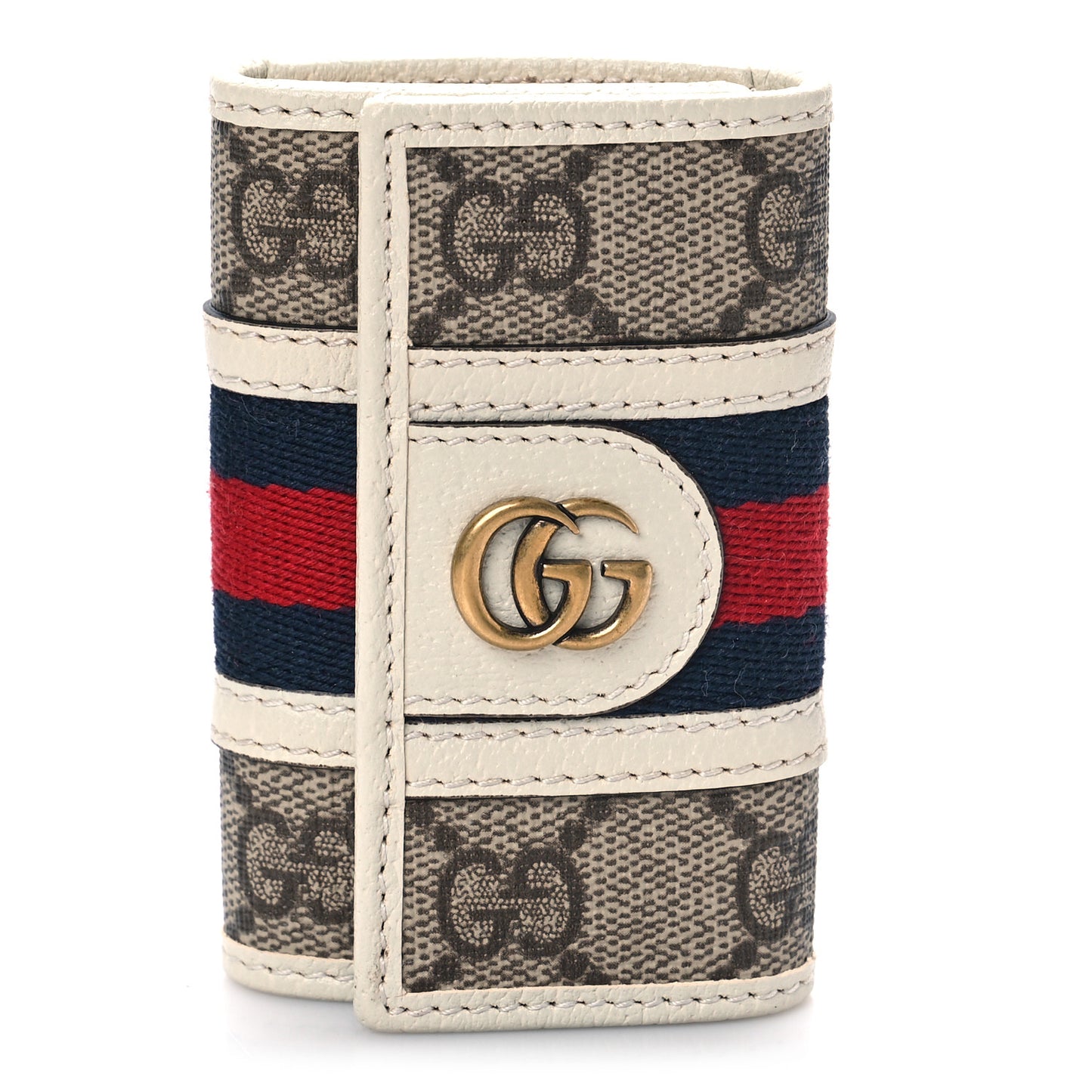 GG Supreme Monogram Web Ophidia 6 Key Holder Case Beige Mystic White