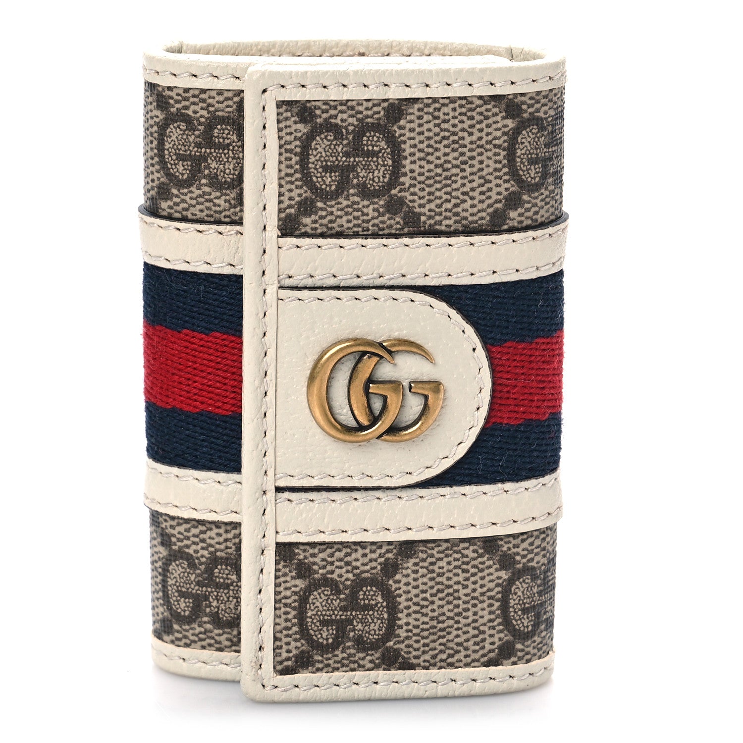 Gucci GG Supreme Monogram Web Ophidia 6 Key Holder Case Beige Mystic White 1 of 11