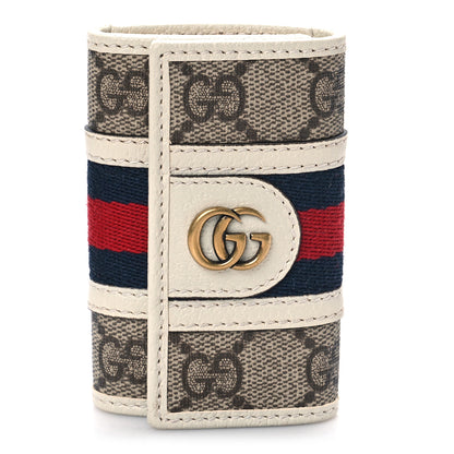 Gucci GG Supreme Monogram Web Ophidia 6 Key Holder Case Beige Mystic White 1 of 11