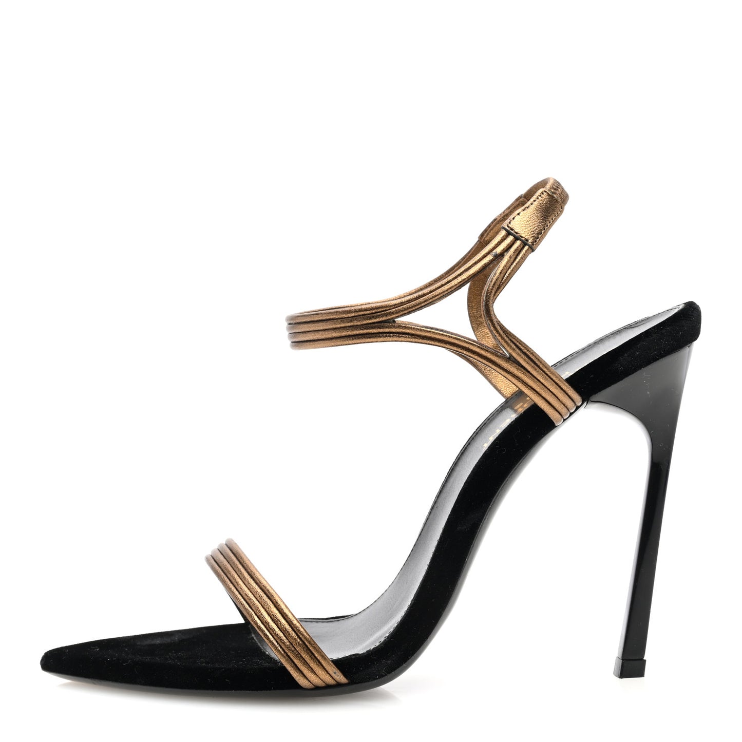 Metallic Velvet Talitha Ankle Strap Sandals 37 Black Gold
