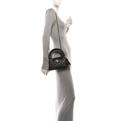 Chanel Lambskin Fringe Nano Kelly Shopper Black 2 of 10